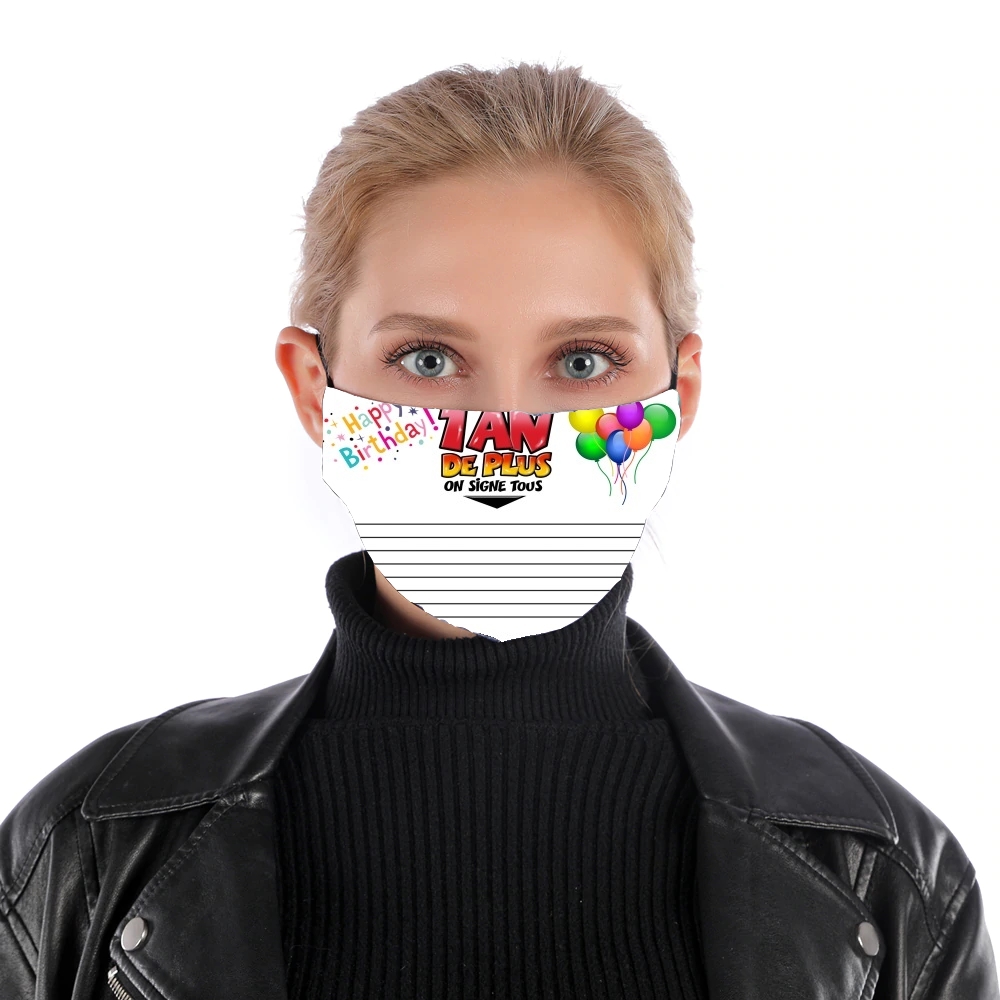 Un An de plus Cadeau anniversaire a dedicacer für Nase Mund Maske
