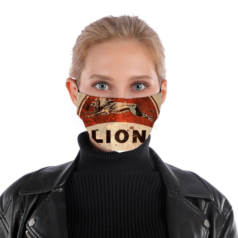 Vintage Gas Station Lion für Nase Mund Maske