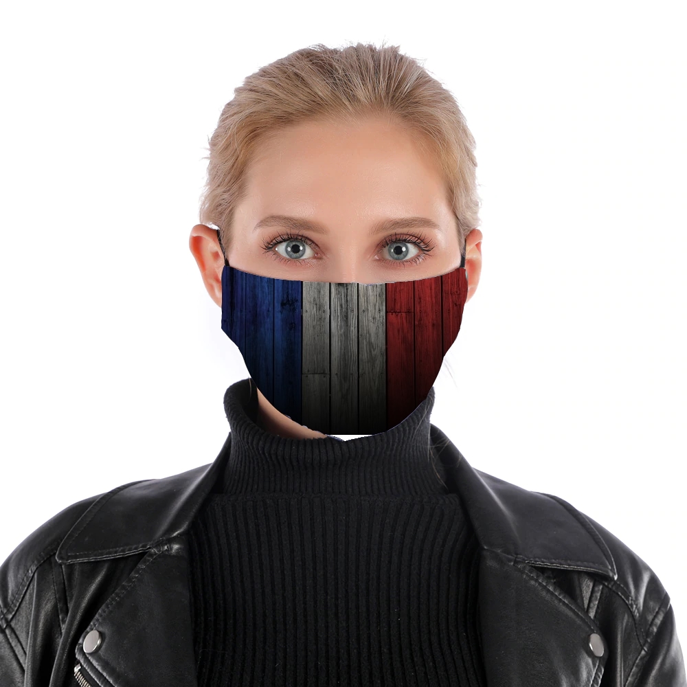 Wooden French Flag für Nase Mund Maske