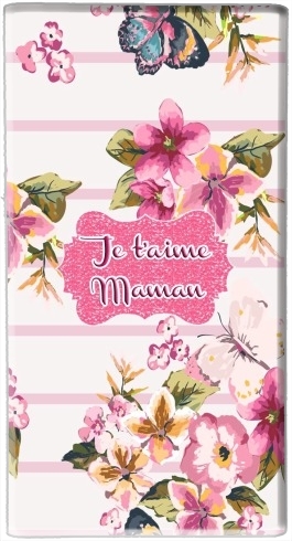 Pink floral Marinière - Je t'aime Maman für Tragbare externe Backup-Batterie 1000mAh Micro-USB