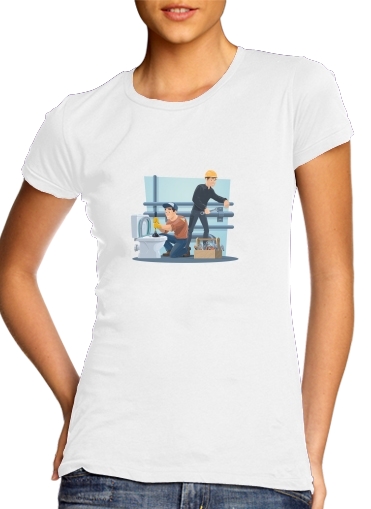 Plumbers with work tools für Damen T-Shirt