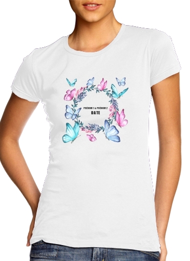 Watercolor Butterfly wedding invitation für Damen T-Shirt