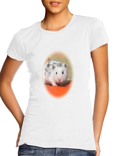 Weisser Dalmatiner Hamster mit schwarzen Punkten für Damen T-Shirt