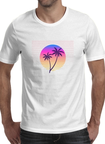 Classic retro 80s style tropical sunset für Männer T-Shirt