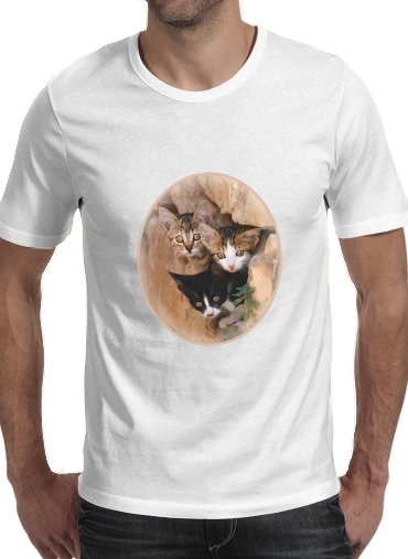 Drei kleine süssen Katzen in einem Mauerloch für Männer T-Shirt