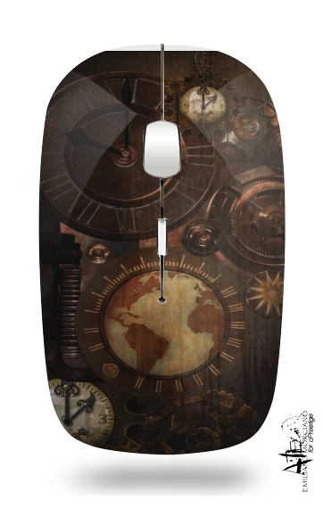 Brown steampunk clocks and gears für Kabellose optische Maus mit USB-Empfänger