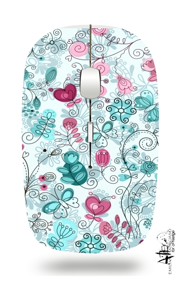 doodle flowers and butterflies für Kabellose optische Maus mit USB-Empfänger
