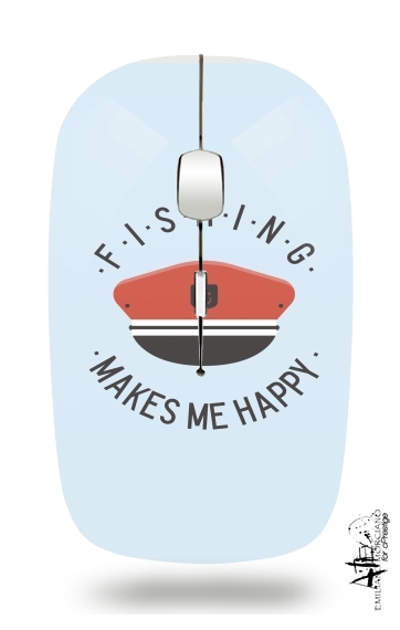 Fishing makes me happy für Kabellose optische Maus mit USB-Empfänger