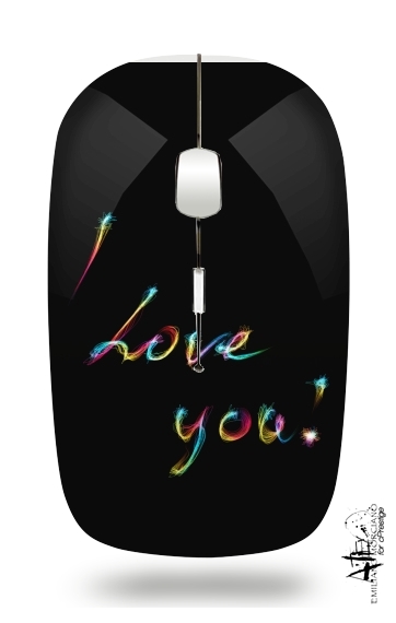 I love you - Rainbow Text für Kabellose optische Maus mit USB-Empfänger