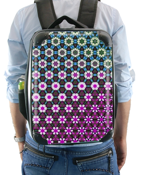 Abstract bright floral geometric pattern teal pink white für Rucksack