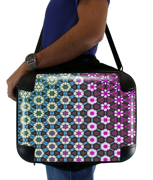 Abstract bright floral geometric pattern teal pink white für Computertasche / Notebook / Tablet