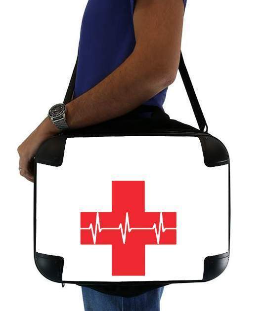 Croix de secourisme EKG Heartbeat für Computertasche / Notebook / Tablet