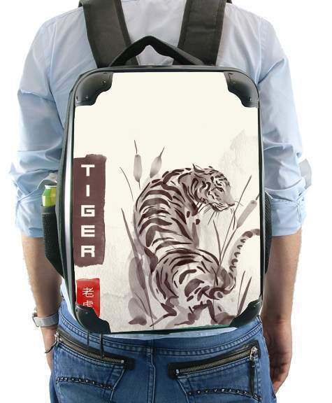 Tiger Japan Watercolor Art für Rucksack