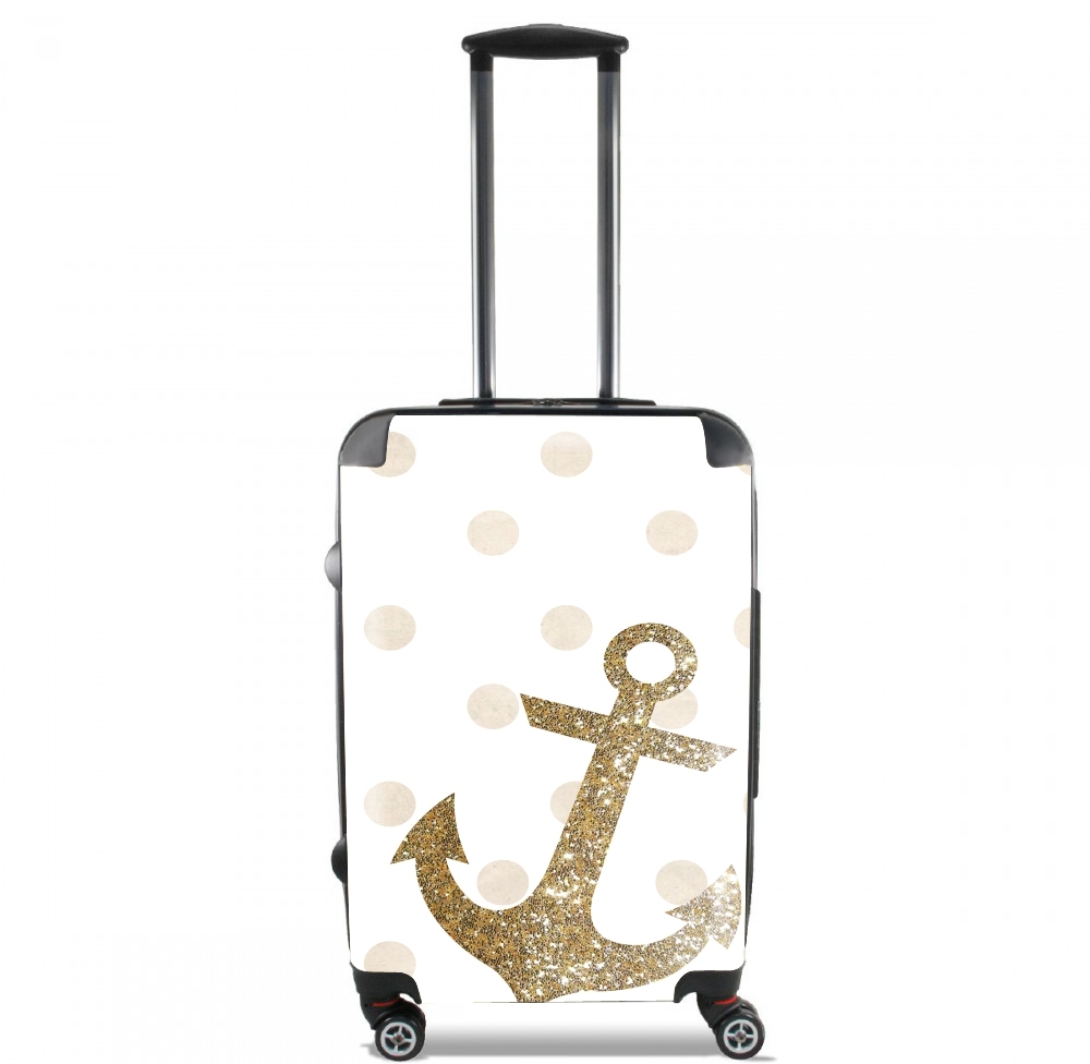Glitter Anchor and dots in gold für Kabinengröße Koffer