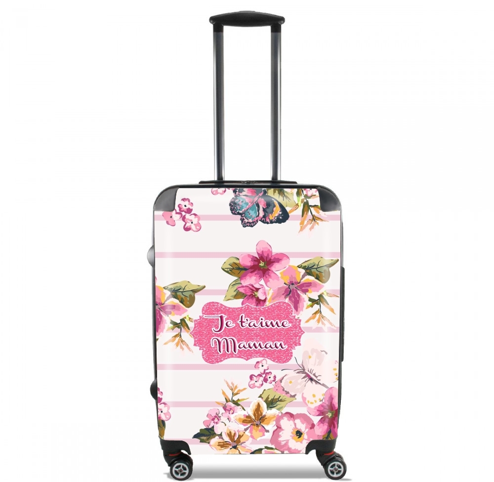 Pink floral Marinière - Je t'aime Maman für Kabinengröße Koffer